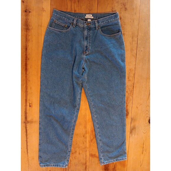 Vtg LL Bean Womens 12P Denim Straight Leg Relaxed Fit Plaid Flannel Lined Jeans - Picture 3 of 9
